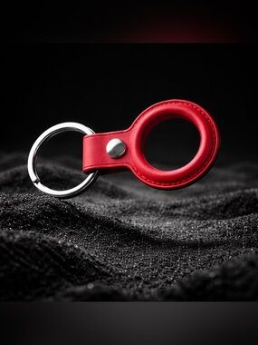 New! Red Leather airtag Keychain Holder